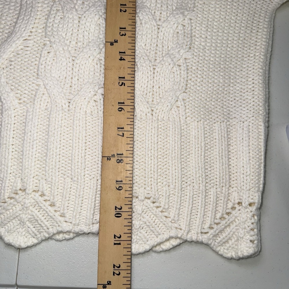 Marc New York Womens Ivory Cable Knit Mock Neck Sweater Rhinestone Shoulder M - Picture 7 of 9